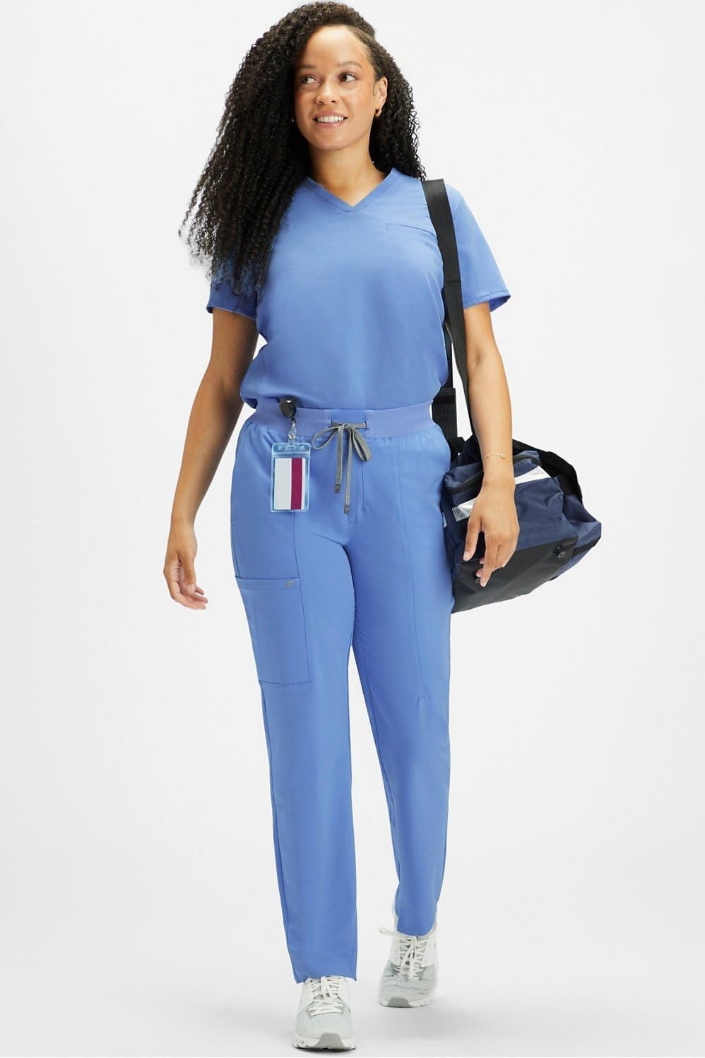 image:imageFabletics Womens Performance Scrub Pant MotionTech 4Way Stretch PocketPacked WrinkleResist SemiSlim FitCeil Blue