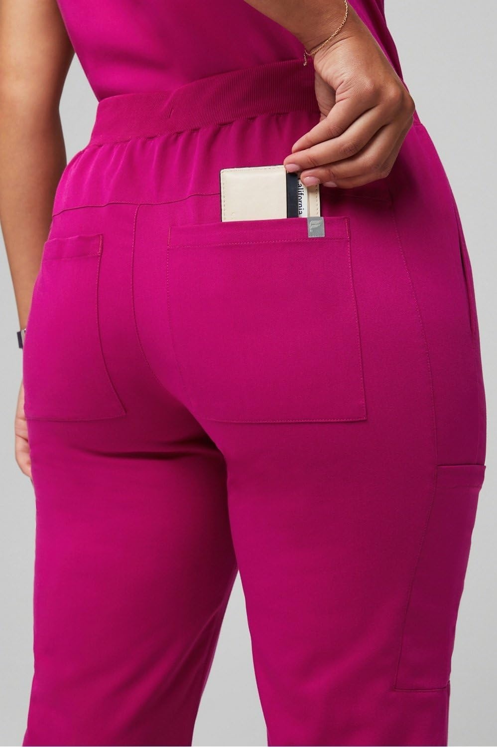 image:imageFabletics Womens Performance Scrub Pant MotionTech 4Way Stretch PocketPacked WrinkleResist SemiSlim FitHibiscus