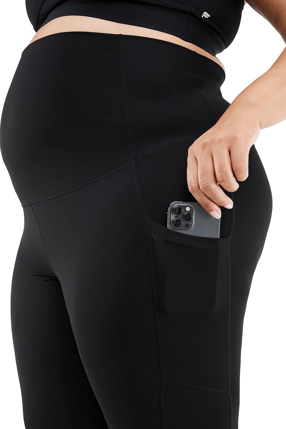 image:imageFabletics Womens PureLuxe HighWaisted Maternity 78 Legging Workout Yoga Light Compression Buttery SoftBlack