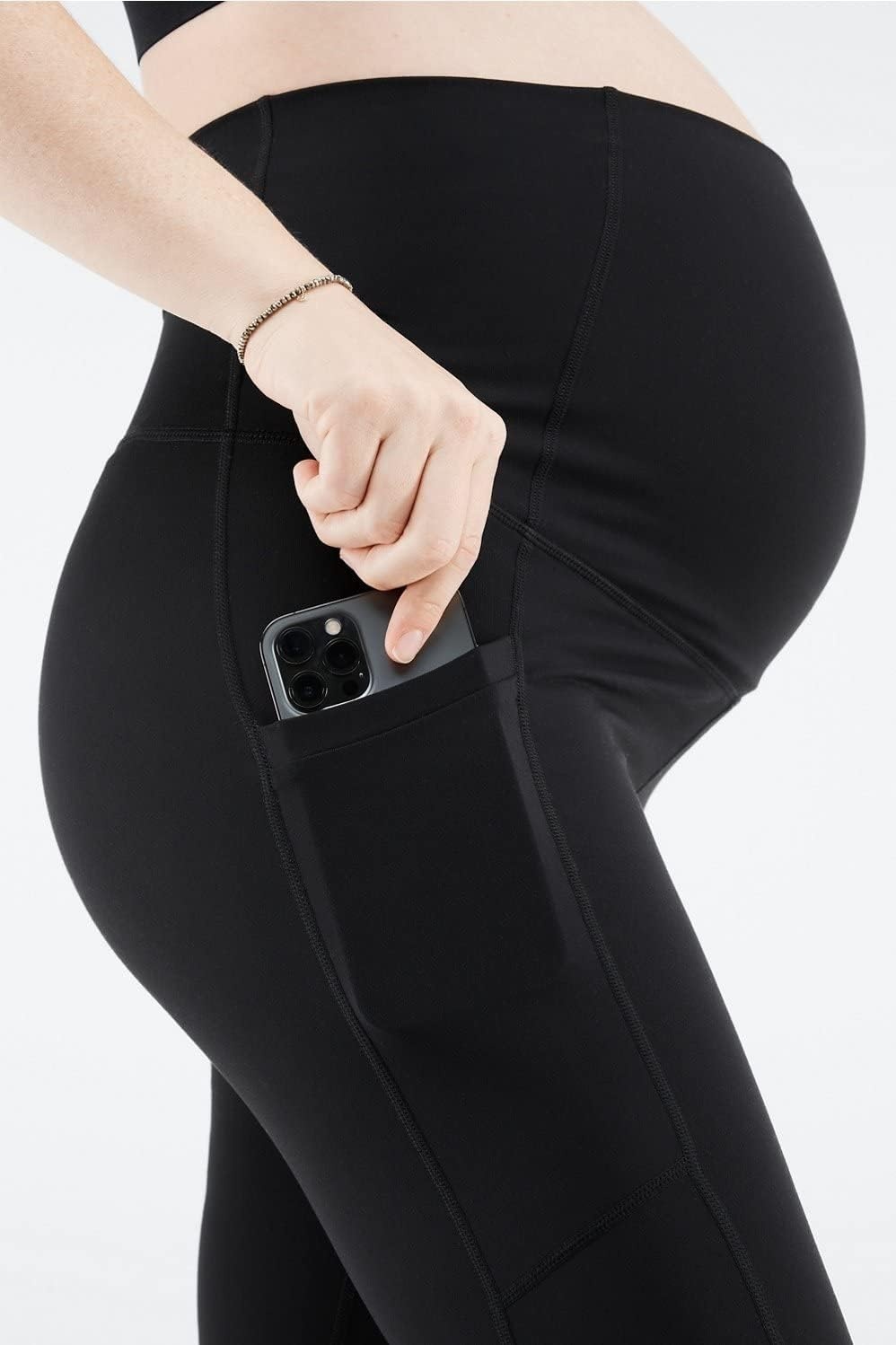 image:imageFabletics Womens PureLuxe HighWaisted Maternity 78 Legging Workout Yoga Light Compression Buttery SoftBlack