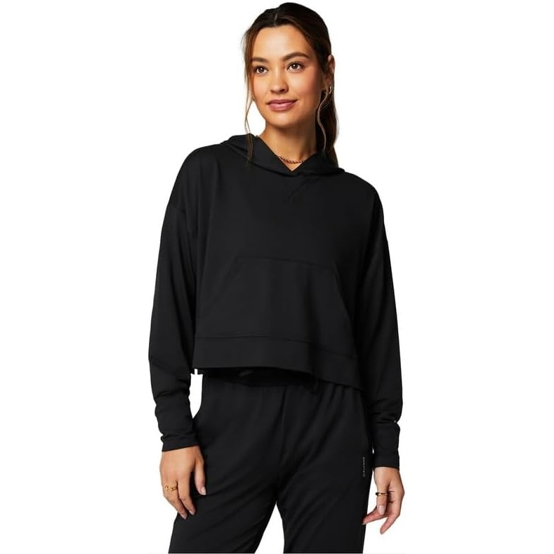 image:imageFabletics Womens Cloud Jersey Hoodie Buttery Soft Recycled Fabric Breathable MoistureWickingBlack