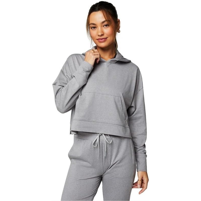 image:imageFabletics Womens Cloud Jersey Hoodie Buttery Soft Recycled Fabric Breathable MoistureWickingClassic Grey Heather