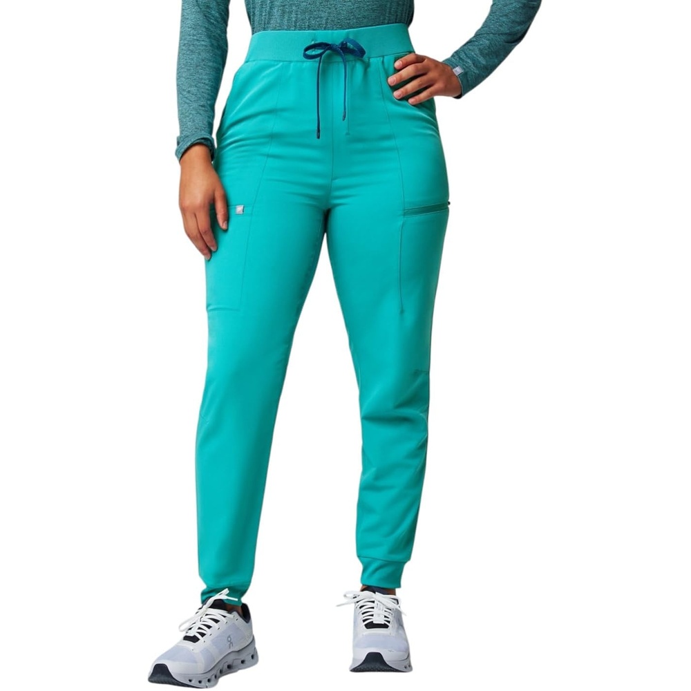 image:imageFabletics Womens High Rise Active Scrub Jogger MotionTech 4Way Stretch PocketPacked Lightweight SemiSlim FitBlue Lagoon