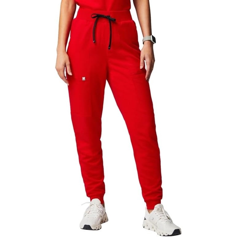 image:imageFabletics Womens High Rise Active Scrub Jogger MotionTech 4Way Stretch PocketPacked Lightweight SemiSlim FitGoji Red
