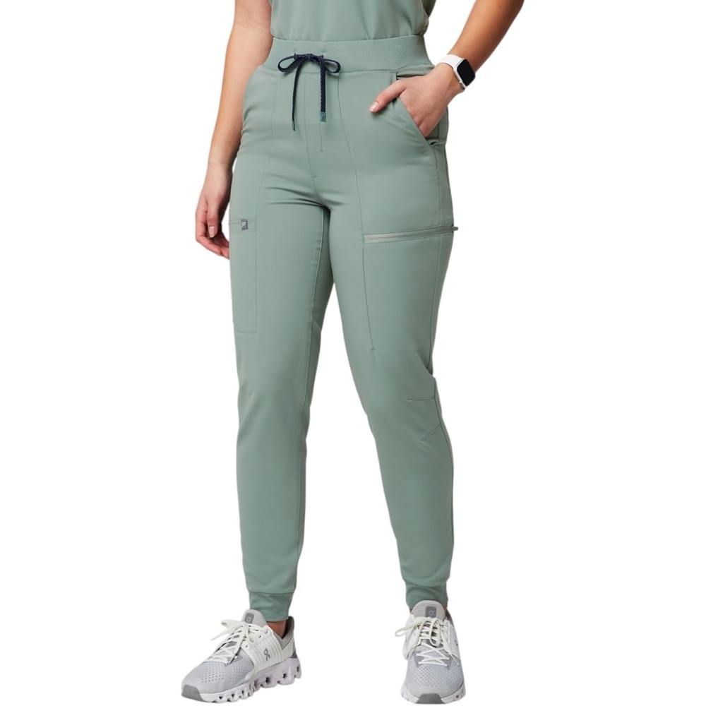 image:imageFabletics Womens High Rise Active Scrub Jogger MotionTech 4Way Stretch PocketPacked Lightweight SemiSlim FitSage