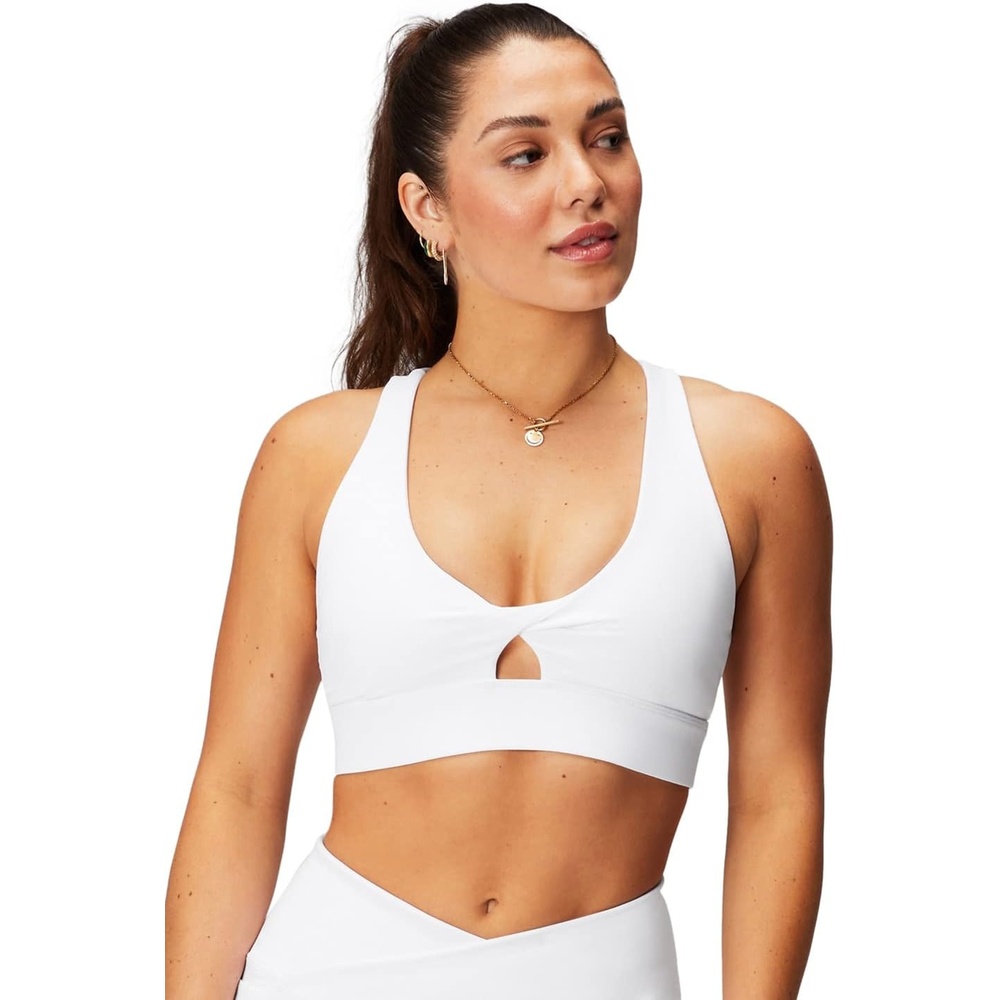 image:imageFabletics Womens Oasis Twist Sports Bra Workout Yoga Athletic FitnessClassic White