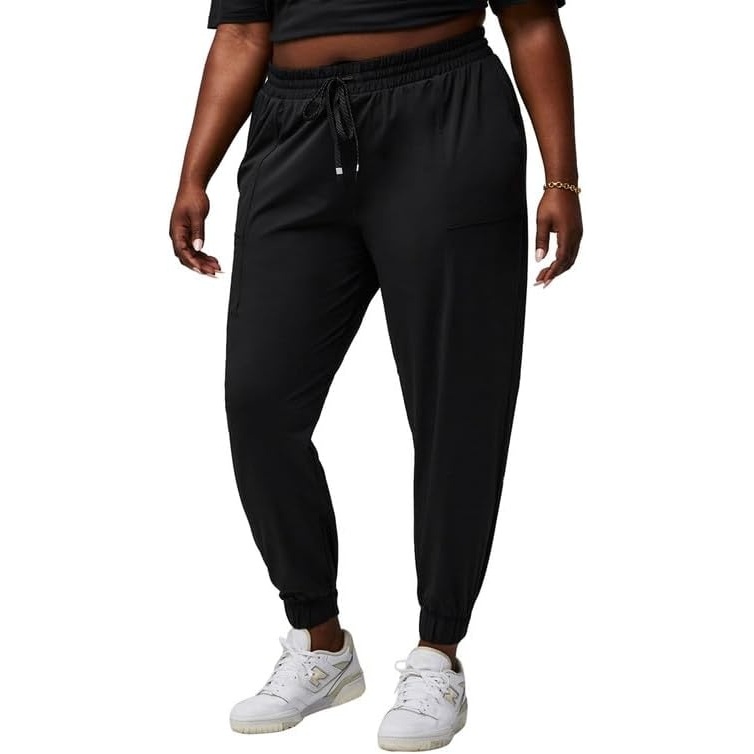 image:imageFabletics Womens The One Jogger QuickDry Hidden Pockets Zip Pockets UPF Protection AntiStink LightweightBlack