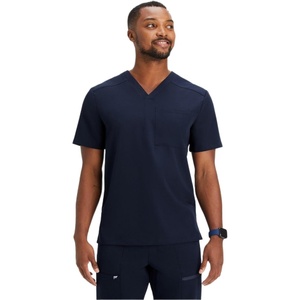 Fabletics Men’s Helix 1-Pocket Scrub Top – MotionTech, Wrinkle-Resist, Chest Pocket, Anti-Shrink, Semi-Slim Fit(Navy)