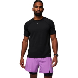 Fabletics Men’s The 02 Tee, Performance Running, Jogging, Training, Ultra Lightweight, Reflective, Breathable(Black)