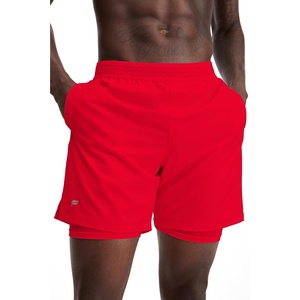 Fabletics Men’s The Fundamental Short (Lined), Workout, Running, Training, Gym, Yoga, Ultra Lightweight, Athletic(Heated Red)