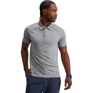 Fabletics Men’s The Training Day Polo, Tennis, Golf, Performance, Breathable, 4-Way Stretch(Mid Grey Htr)