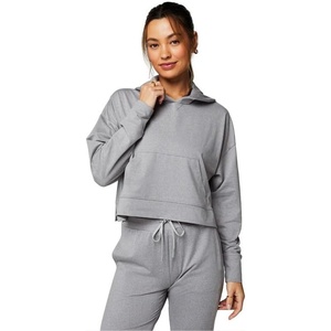 Fabletics Women’s Cloud Jersey Hoodie, Buttery Soft, Recycled Fabric, Breathable, Moisture-Wicking(Classic Grey Heather)