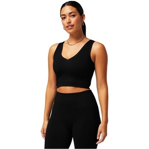 Fabletics Women’s Cloud Seamless V-Neck Crop Tank(Black)