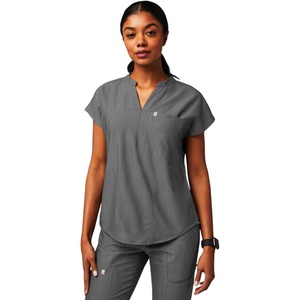 Fabletics Women’s Evolve 3-Pocket Scrub Top with an Oversized Fit – MotionTech, 4-Way Stretch, Wrinkle-Resist, Anti-Shrink(Heather Grey)